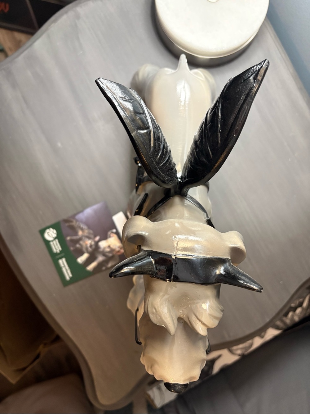 Gray Bat-Accent Ceramic Dog - Picture 3 of 3